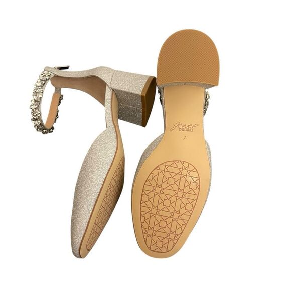 Jewel Badgley Mischka Cathleen Block Heels Glitter Silver Size 7 NEW - Picture 5 of 5